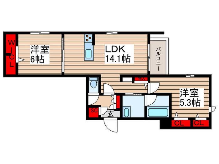 時間の翼(2LDK/3階)の間取り写真