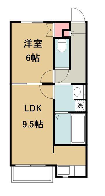 ハピネストリノII(1LDK/2階)の間取り写真