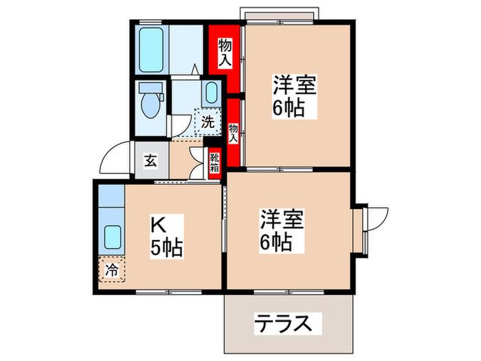 フォレストB(2K/1階)の間取り写真