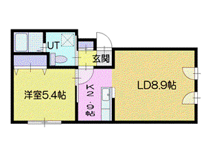 サンハイム厚別(1LDK/3階)の間取り写真
