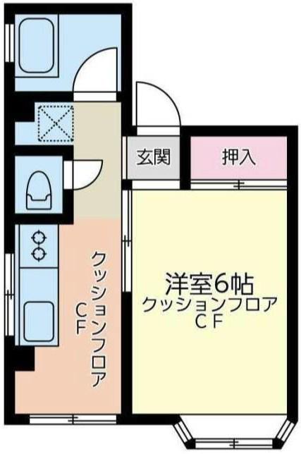 ファミール大和(1DK/4階)の間取り写真