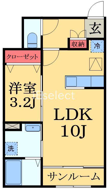 ヴィレ・ニ・カンパーニャII(1LDK/1階)の間取り写真