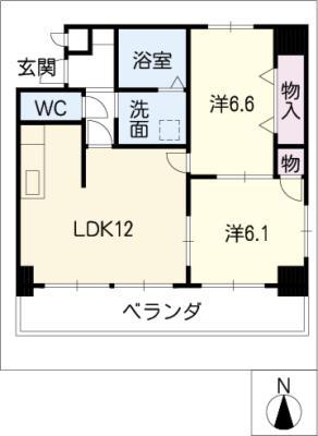 地下鉄桜通線 車道駅 徒歩8分 8階建 築23年(2LDK/2階)の間取り写真