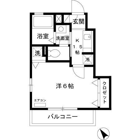 サンハウス中央(1K/1階)の間取り写真