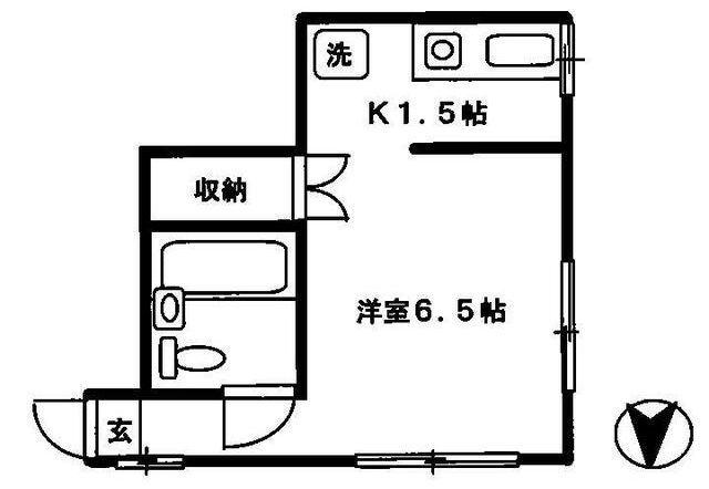 鈴木ハイム(ワンルーム/2階)の間取り写真