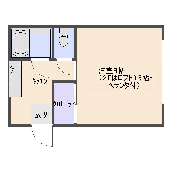 コーポユノキ(1K/1階)の間取り写真