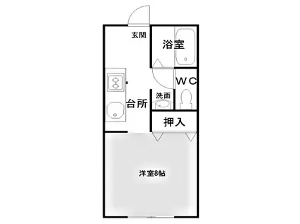 ビーラインA(1K/1階)の間取り写真