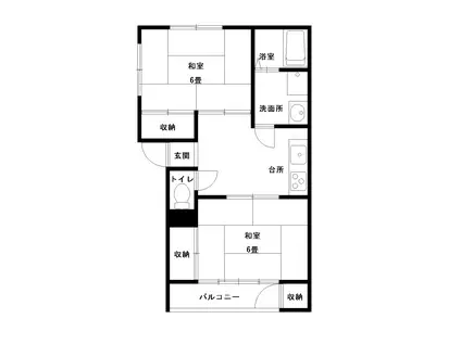 北部チェリーコーポA(2DK/2階)の間取り写真