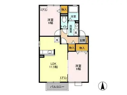 サンモール(2LDK/2階)の間取り写真