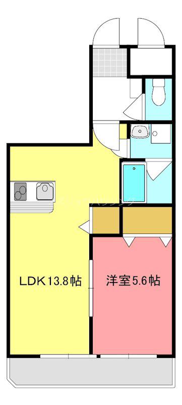 イーストコートK(1LDK/2階)の間取り写真