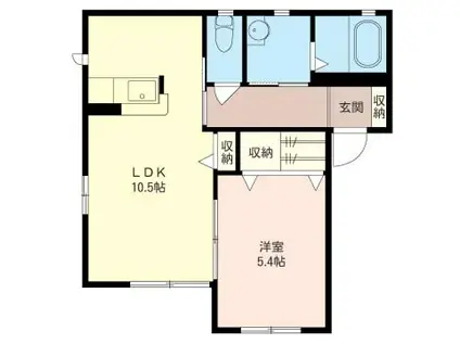 キャロッツB棟(1LDK/1階)の間取り写真