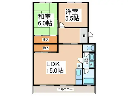ハイツ西取石(2LDK/4階)の間取り写真