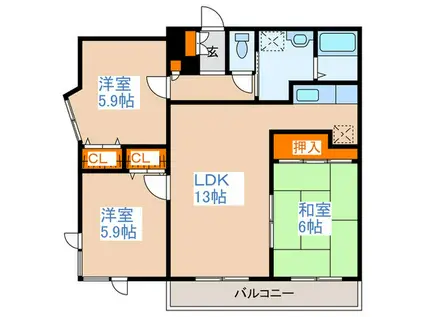 アーバンプラザSAWADA(3LDK/9階)の間取り写真