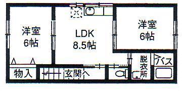 グリーンハイツ12号棟(2DK/2階)の間取り写真