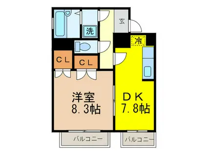 ゲストハウスレインボー伏見(1DK/9階)の間取り写真