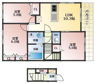ラフレーゼ(3LDK/2階)の間取り写真