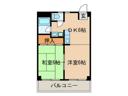 寺田ガーデンハイツ2番館(2DK/2階)の間取り写真