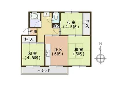 浅香山 22号棟(3DK/3階)の間取り写真