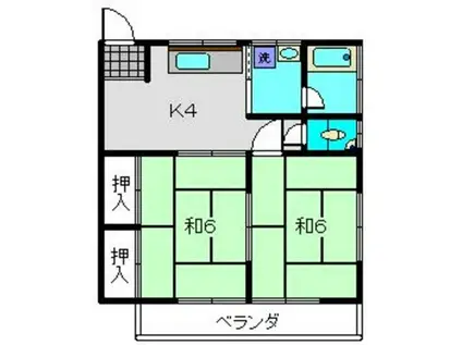 神奈川坂荘A(2K/2階)の間取り写真