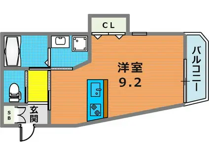 HCフラッツ六甲高羽II(ワンルーム/1階)の間取り写真