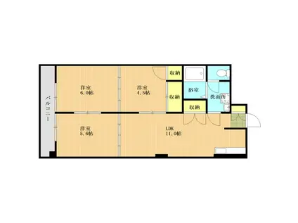 新大江ハイデンス(3LDK/4階)の間取り写真
