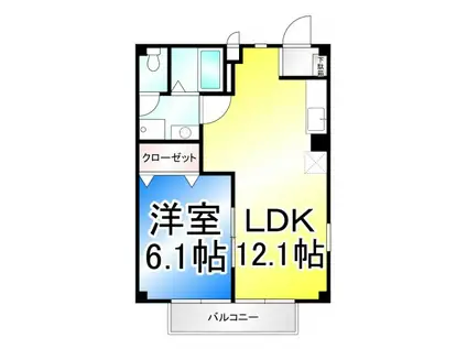 アメニティー大井(1LDK/1階)の間取り写真