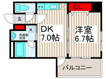 ユリカロゼ西新井駅前(1DK/8階)の間取り写真