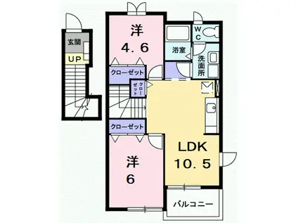 ピクシーハウス(2LDK/2階)の間取り写真