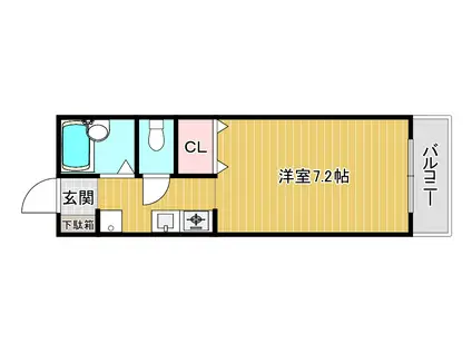 カーサ御崎(1K/1階)の間取り写真