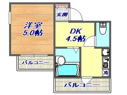 アメニティ東神戸4番館(1DK/4階)の間取り写真