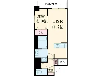 LA RIVIERE OKAMOTOII ラ・リヴィエール(1LDK/3階)の間取り写真