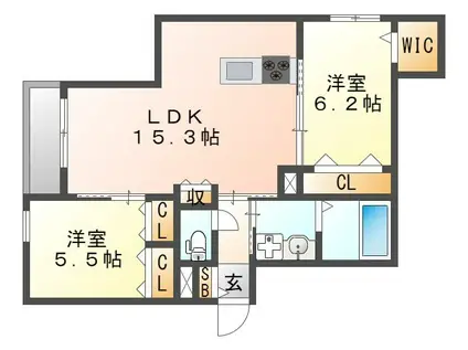 阪急神戸線 塚口駅(阪急) 徒歩8分 3階建 築1年(2LDK/1階)の間取り写真