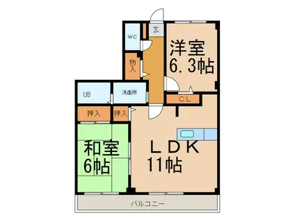 フィネス陣屋西(2LDK/1階)の間取り写真