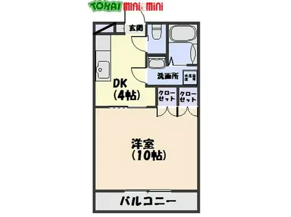 バーデン垣鼻(1DK/3階)の間取り写真