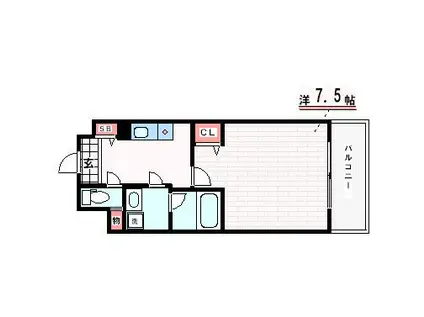 フェリーチェス 角(1K/3階)の間取り写真