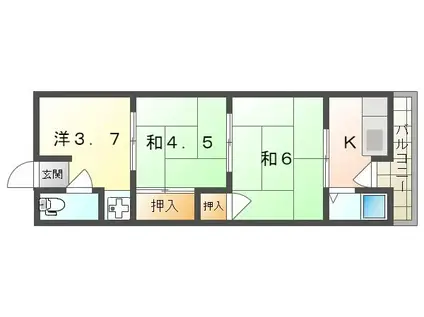 東野マンション(3K/2階)の間取り写真