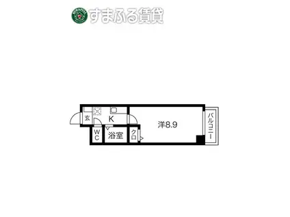 プリミエール羽根(1K/2階)の間取り写真