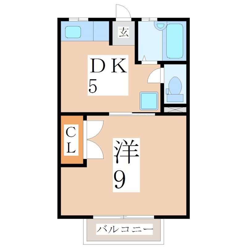 セルリアンブルー(1DK/2階)の間取り写真