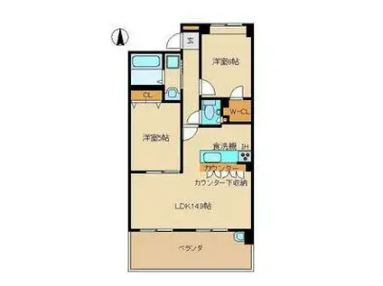 ラフィネスおもちゃのまち駅前(2LDK/7階)の間取り写真