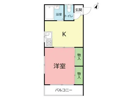 ロイヤル鴨宮(1K/2階)の間取り写真