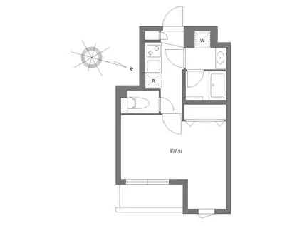 アリシアコート多摩川(1K/2階)の間取り写真