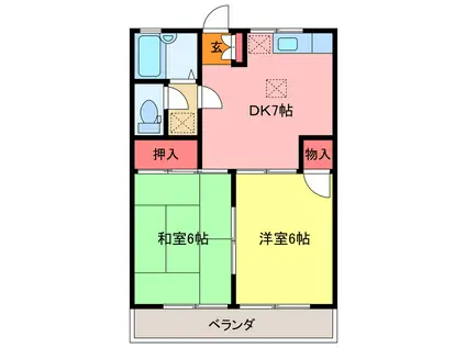 サン・ウィンド(2DK/2階)の間取り写真