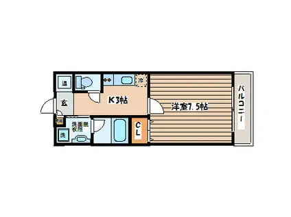ハイツよつば(1K/3階)の間取り写真