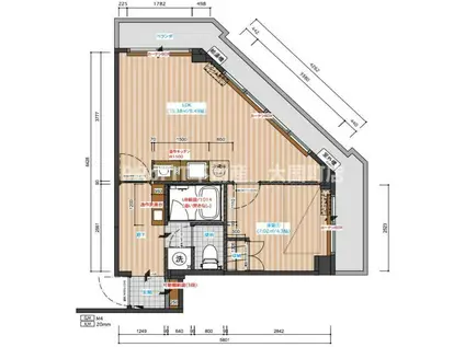 大国町レジデンス(1LDK/6階)の間取り写真