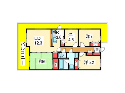パストラルハイム米山壱番館(4LDK/13階)の間取り写真