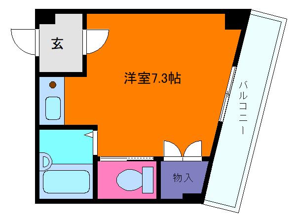 ヒルズ六甲(ワンルーム/2階)の間取り写真