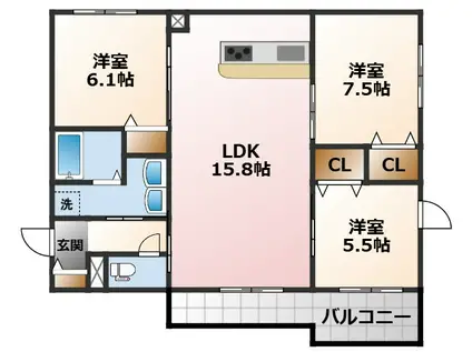 DEIEST南甲子園(3LDK/2階)の間取り写真