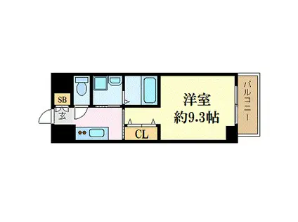 ブリエ福山西町(1K/3階)の間取り写真