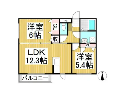 TSスクエア(2LDK/1階)の間取り写真