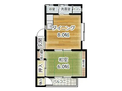 メゾン本庄(1DK/1階)の間取り写真